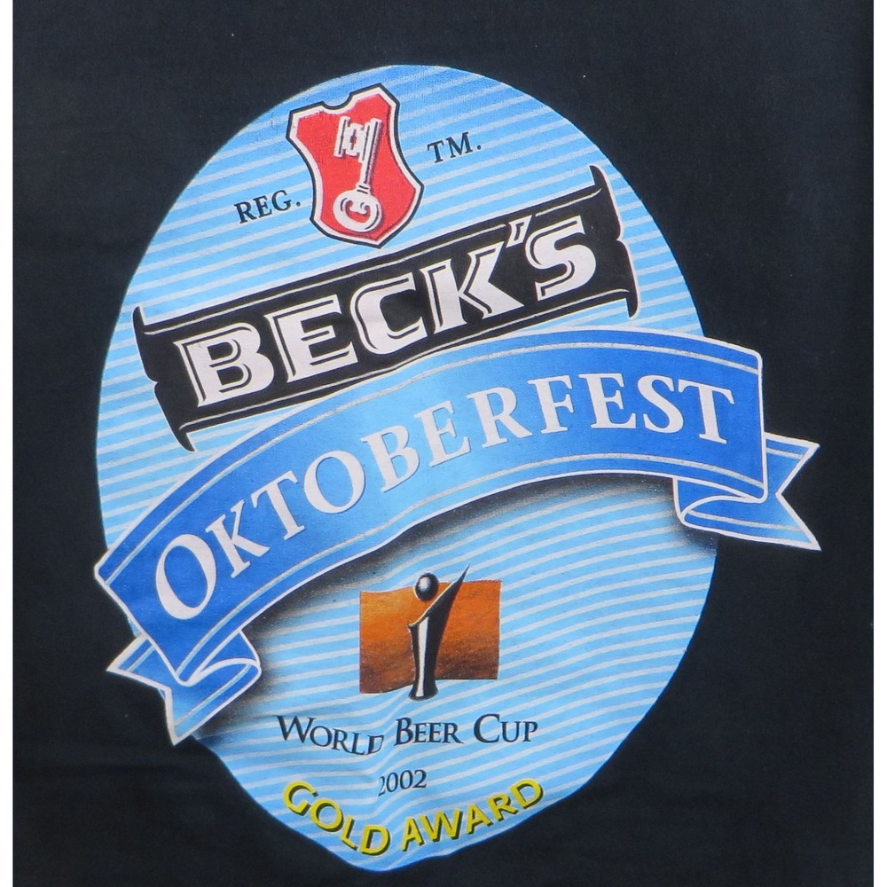 Becks Beer Oktoberfest 2002 World Beer Cup Gold Tshirt Life Beckons Black XL
